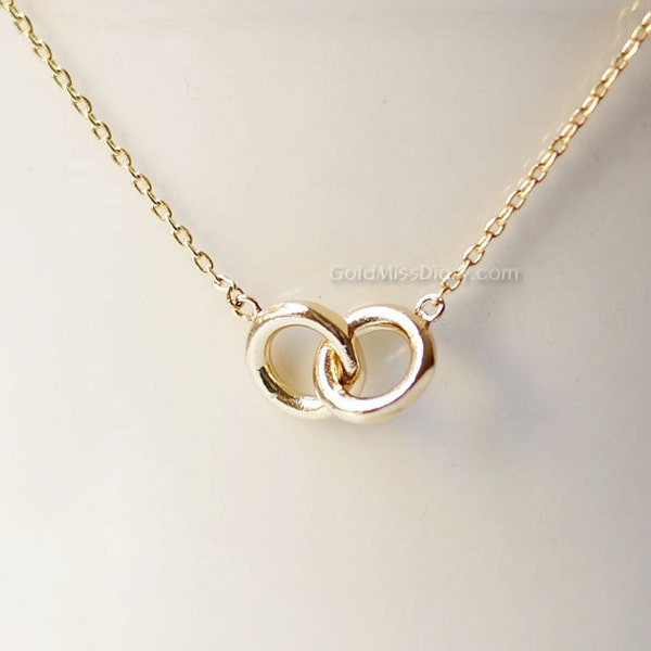 Tiny Gold Eternity necklace, infinity necklace, circle necklace, love knot necklace/ dainty, simple, birthday, wedding, bridesmaid jewelry