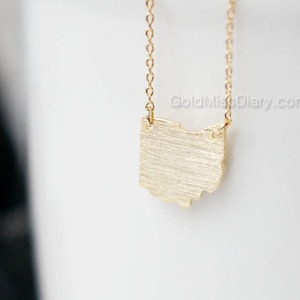 ohio State Necklace in gold, OH state gold necklace, state necklace, simple necklace, necklace for women