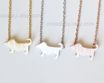 tiny Dachshund dog necklace, Animal Petite Simple Jewelry, gift ideas, pet necklace, dog necklace, animal necklace, animal lover, pet lover