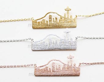 Seattle skyline necklace, Seattle bar necklace, city bar necklace, USA jewelry, souvenir Seattle , city skyline necklace