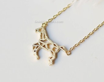 origami horse Necklace, tiny horse necklace, necklace for women, fashion jewelry, Gift for her / girlfriend gift / bridesmaids gift