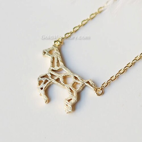 Origami horse Necklace, tiny horse necklace, necklace for women, fashion jewelry, shops Gift for her / girlfriend gift / bridesmaids gift