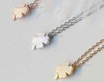 Tiny gold Four Leaf Clover Necklace - Sweet and Simple Shamrock for Good Luck, wedding, bridesmaid, birthday gifts, gift ideas