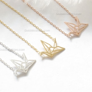 Silver origami Crane Necklace, Crane necklace in Silver, necklace for women, Gift for her / girlfriend gift / bridesmaids gift