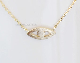 Evil eye necklace - Gold Evil Eye Necklace / dainty handmade necklace, everyday, simple, birthday