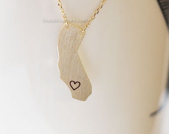 California State Necklace in Gold, CA gold necklace