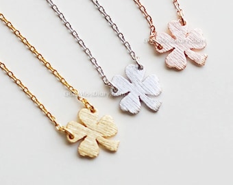 Four Leaf Clover Necklace in rose gold - Sweet and Simple Shamrock for Good Luck, wedding gifts, bridesmaid gifts, gift ideas