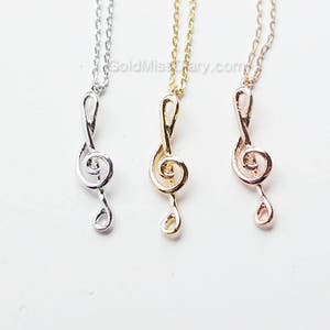 vertical Treble clef necklace, Music note necklace, Music Necklace, Piano Jewelry, cute necklace, dainty necklace, birthday gift