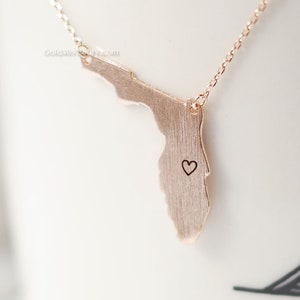 Florida State rose gold Necklace, FL state rose gold necklace, state necklace, simple necklace, necklace for women