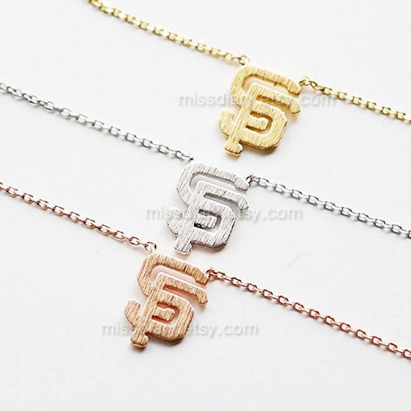 San Francisco Necklace, San Francisco Giants necklace, SF Giants Initials Necklace, San Francisco baseball team, San Francisco giants mark