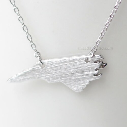 North Carolina state Necklace in shops Silver, NC state Silver necklace, Raleigh necklace