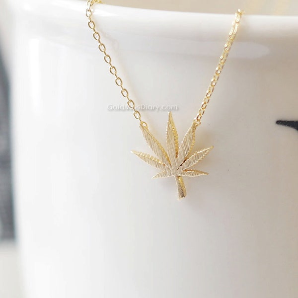 Gold marijuana leaf necklace, Gold cannabis leaf necklace, Gold Pot Necklace, wedding gifts, bridesmaid gifts, gift ideas, birthday gifts