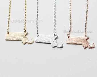 Massachusetts State Necklace, MA state necklace, Massachusetts state bar necklace, graduation gift, Massachusetts graduation, dainty bar