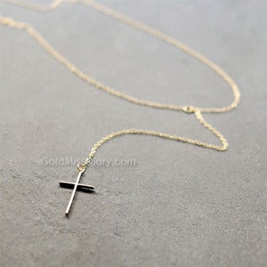 skinny Cross necklace (gold) - skinny gold Cross necklace