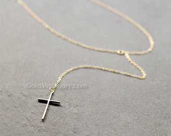 skinny Cross necklace (gold) - skinny gold Cross necklace