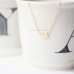 rose gold origami swan Necklace , Paper swan necklace, necklacse for women, Gift ideas / wedding gifts / bridesmaid gifts image 3