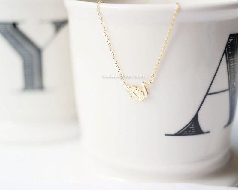rose gold origami swan Necklace , Paper swan necklace, necklacse for women, Gift ideas / wedding gifts / bridesmaid gifts image 3