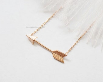 Rose Gold Big Arrow Necklace, Affordable Charm Necklace, dainty simple everyday necklace, arrow Charm, wedding, bridesmaid, birthday gifts,