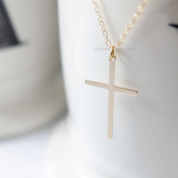 Gold Cross necklace/ Gold Filled Cross Necklace / Perfect Layering Necklace/ long necklace, layering necklace, wedding gifts, birthday gifts