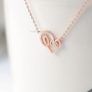 Open Heart love Necklace in Rose gold, open heart necklace, love heart necklace, dainty necklace, wedding gifts, bridesmaid gifts