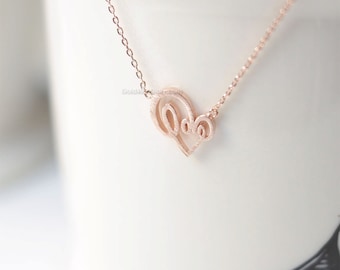Open Heart love Necklace in Rose gold, open heart necklace, love heart necklace, dainty necklace, wedding gifts, bridesmaid gifts