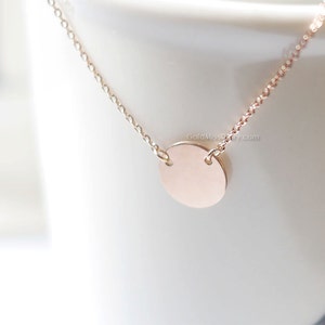 Suspended circle disk Necklace in rose gold/ layering Personalized necklace/ Monogram Disc Necklace/ wedding, bridesmaid, birthday gifts
