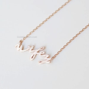 Wifey Necklace in Rose gold, Bride to Be Necklace, Fiance Necklace, Wifey Gift , Newlyweds, Necklace for Bridal Shower, Wifey Material
