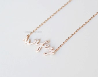 Wifey Necklace in Rose gold, Bride to Be Necklace, Fiance Necklace, Wifey Gift , Newlyweds, Necklace for Bridal Shower, Wifey Material