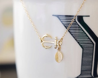 sideways anchor necklace, personalized anchor necklace, anchor necklace, nautical jewelry, anchor jewelry,