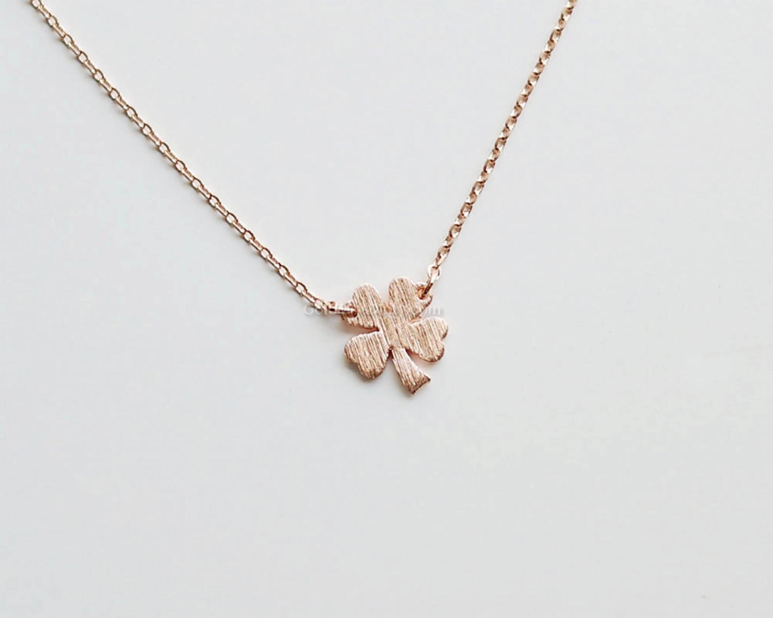 Four Leaf Clover Necklace in Rose Gold - Sweet and Simple Shamrock for ...