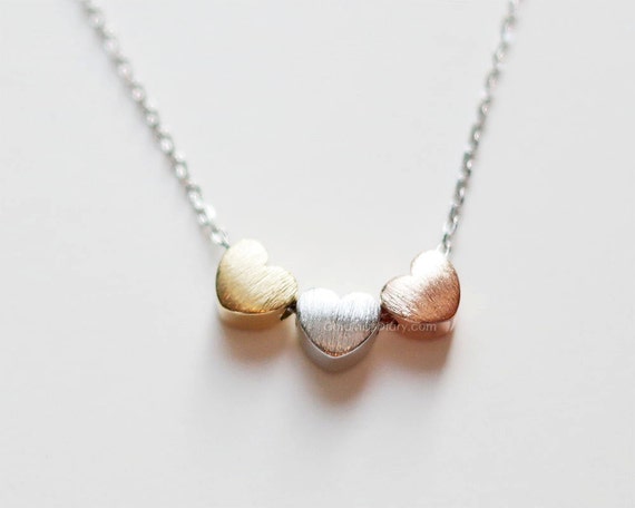 Dainty 3 Hearts Necklace Three Hearts 