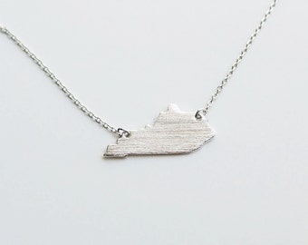 Kentucky State Necklace in Silver , KY state silver necklace, gift idea, graduation gift, KY state Souvenir, Frankfort necklace