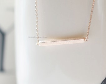 slim rose gold bar necklace..Slim bar necklace, sideways bar necklace, dainty minimalist handmade necklace, wedding gifts, bridesmaid gifts