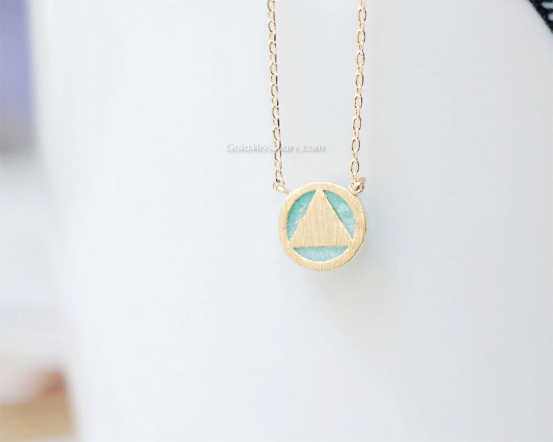 Triangle MINT Stone Necklace Mint Stone Reversible Necklace | Etsy