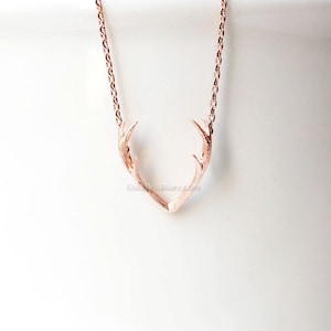 Antler Necklace, rose Gold Antler Necklace, Delicate Antler Necklace, Deer Necklace, Horn Necklace, Rustic Necklace, gift ideas, birthday