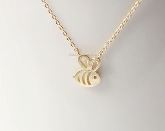 gold Honey Bee Necklace, Bumble Bee necklace, bridesmaid gifts, wedding gifts, simple everyday necklace, gift idea