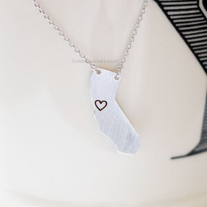 California State Necklace in Silver, CA Silver necklace, State necklace