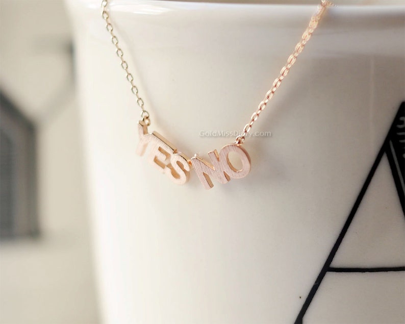 Dainty Yes No Necklace in Rose Gold Birthday Gifts Necklaces Etsy
