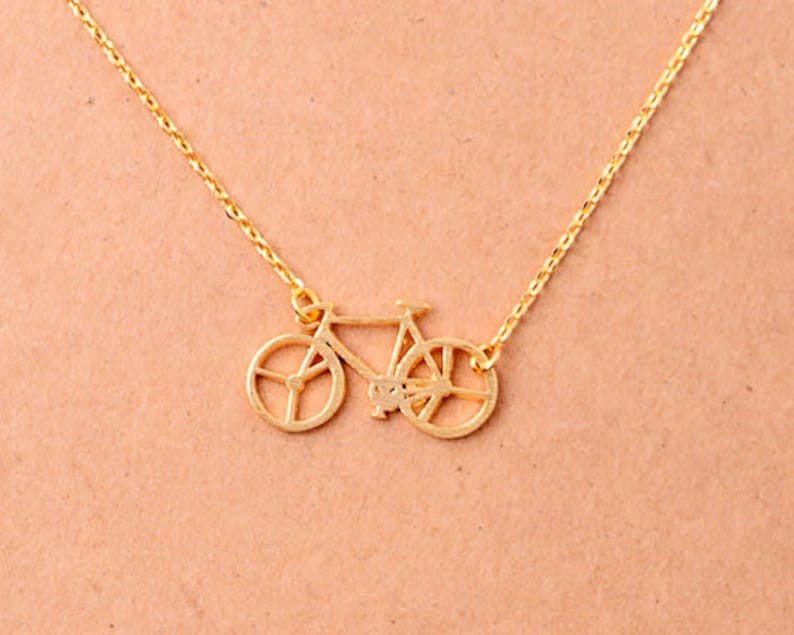 Gold Bicycle Necklace Bike Necklace Dainty Necklace Bicycle Etsy