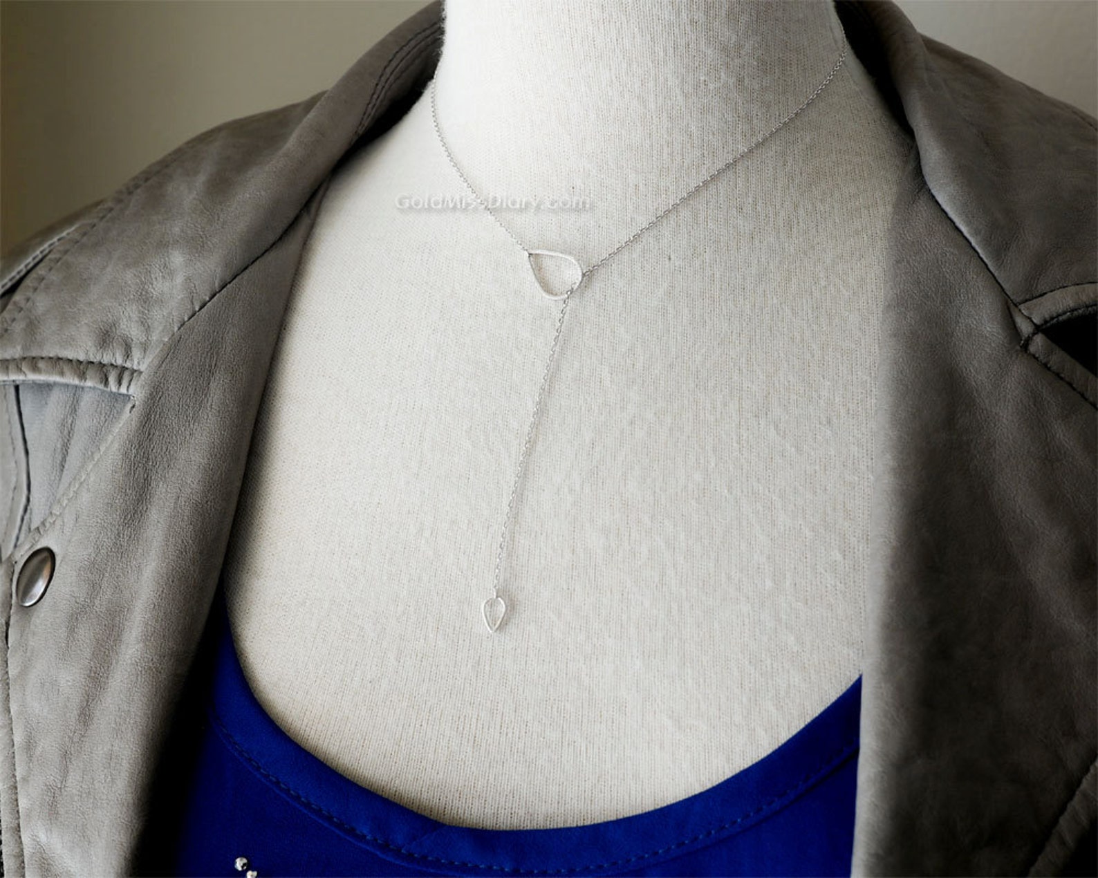 Silver Tear Drop Down Necklace / Simple Tear Lariat Necklace / Etsy