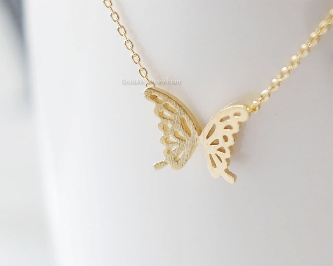 Gold Butterfly Necklace Dainty Butterfly Necklace Necklaces Etsy