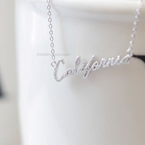 Silver California necklace, California state necklace, CA State Necklace, california monogram necklace