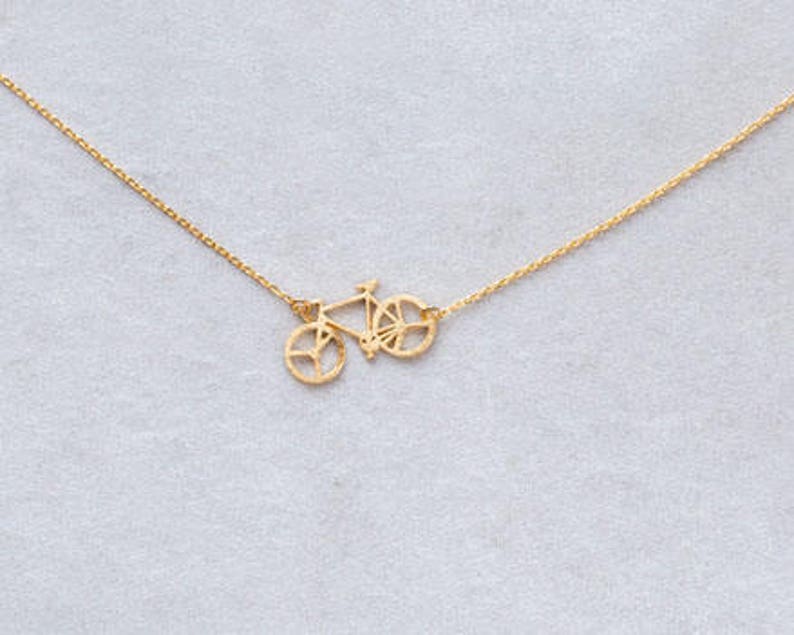Gold Bicycle Necklace Bike Necklace Dainty Necklace Bicycle Etsy