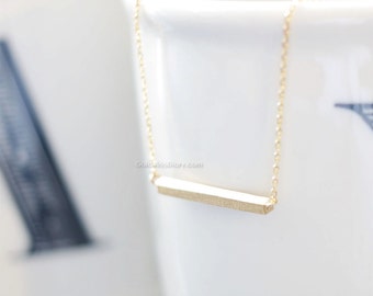 Gold slim bar necklace...Slim bar necklace, sideways bar necklace, dainty minimalist handmade necklace, wedding gifts, bridesmaid gifts