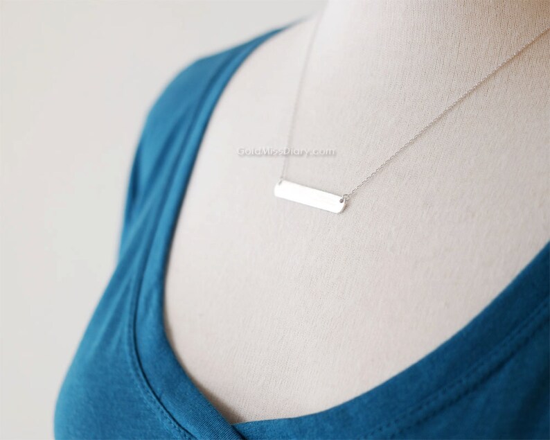 Silver Initial Bar Necklace Silver Personalized Necklace. Etsy