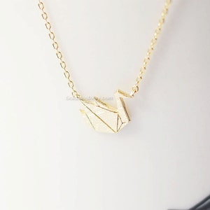 origami swan Necklace in gold, Paper swan necklace, necklacse for women, Gift ideas / wedding gifts / bridesmaid gifts