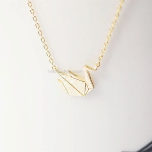 origami swan Necklace in gold, origami crane necklace, necklace for women, Gift ideas / wedding gifts / bridesmaid gifts