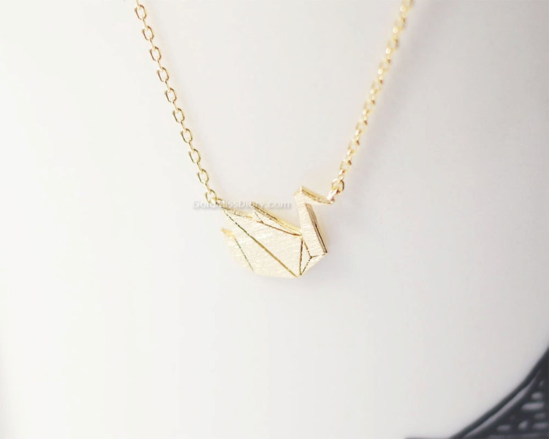 rose gold origami swan Necklace , Paper swan necklace, necklacse for women, Gift ideas / wedding gifts / bridesmaid gifts image 2