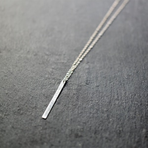 Silver Bar Skinny Vertical Necklace /Perfect Layering Necklace / Sterling Silver Chain, Long Silver Bar Pendant / Choose your length