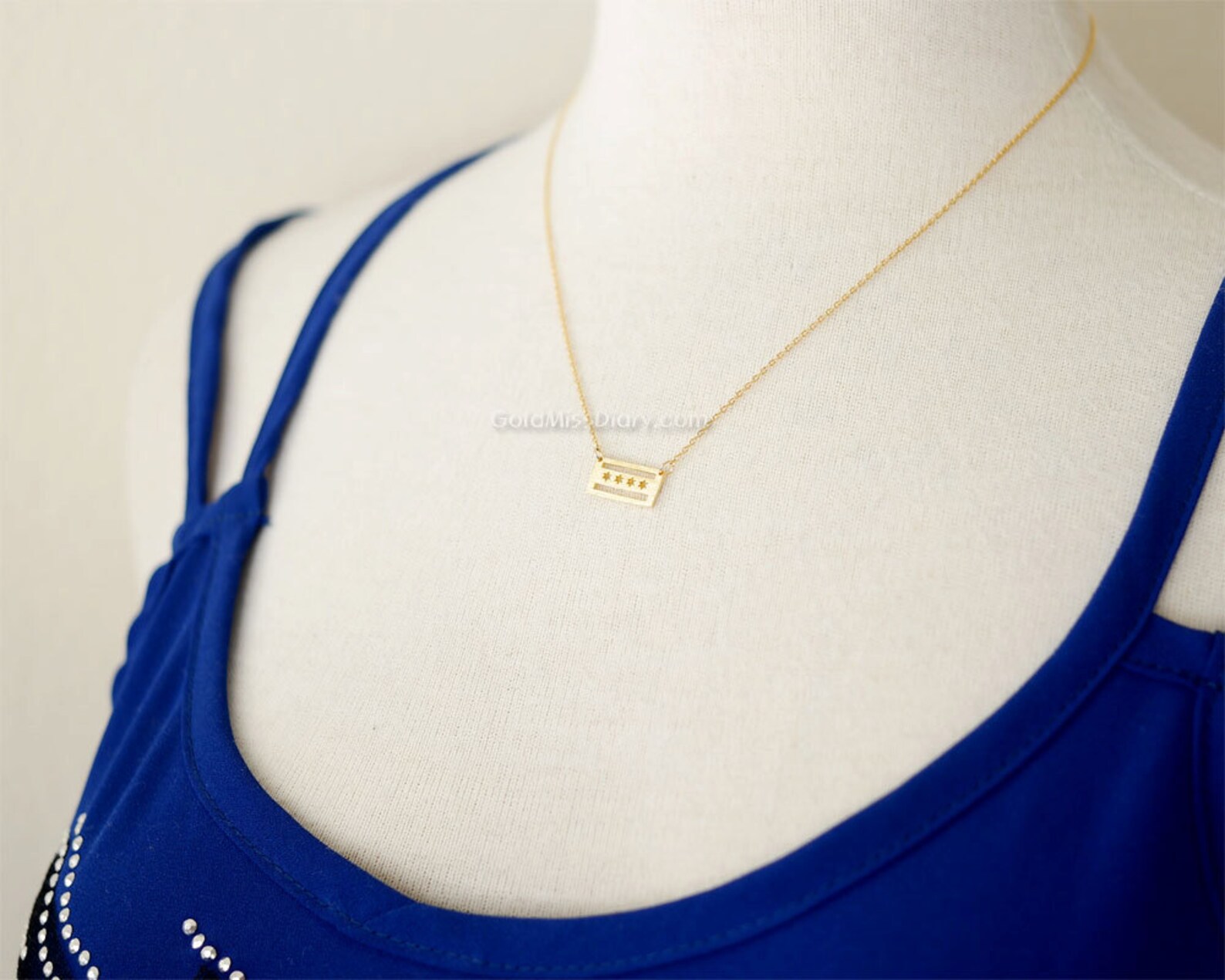 Gold Chicago Flag Necklace Chicago Flag Necklace Dainty Etsy